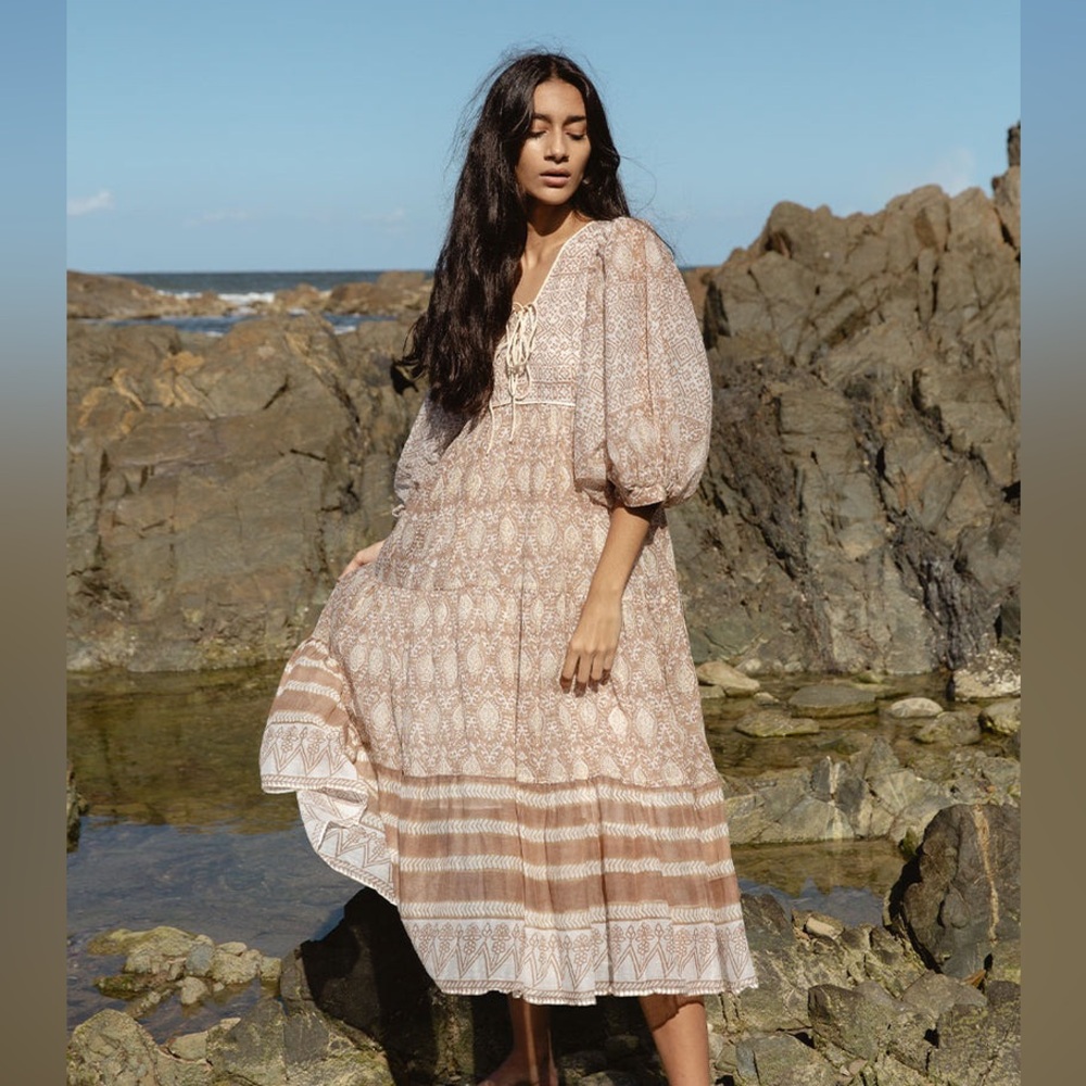 Daughters of India JASMINE MIDI DRESS - SHELL S 100% cotton